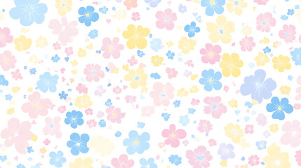 Cute pastel spring floral pattern on a white background a flat design with pastel colors and a simple design