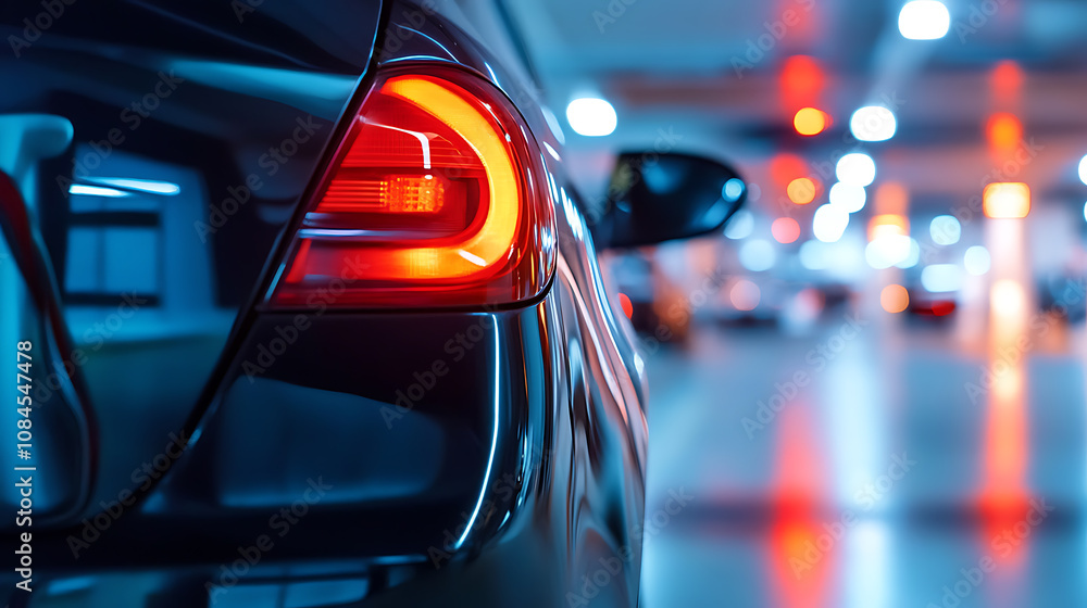 Aufkleber A digital display of a car parking sensor is part of an electronic collection, focusing on modern automotive safety technologies