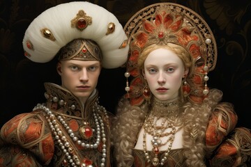 Renaissance Monarchs in Extravagant Attire