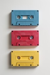 Obraz premium Nostalgic Cassette Tapes Adorned on a Pristine Canvas