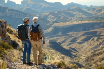 Obraz premium Mountain Hike: A Retired Adventure