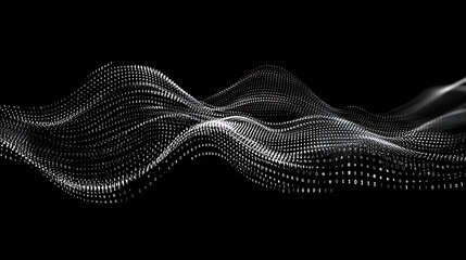 Fototapeta premium A black background with binary code waves, representing the flow of data and technology in digital marketing