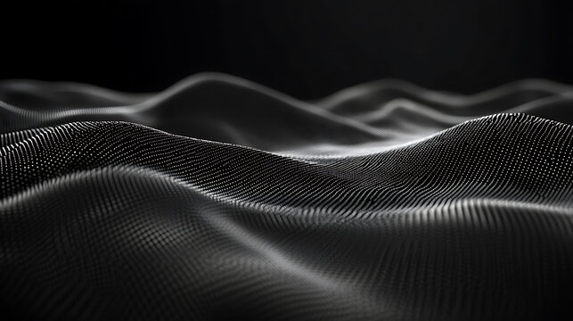 A black background with binary code waves, representing the flow of data and technology in digital marketing