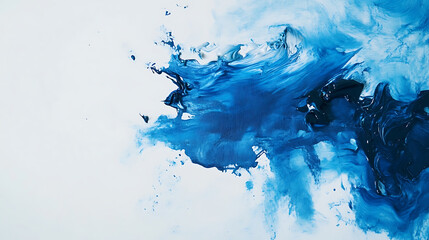 Handmade painting, Acrylic blue color painting abstract on canvas, Hand drawn, Flat lay, overlay, texture background, designed promotional product concept, Copy space, Modern, contemporary, Original