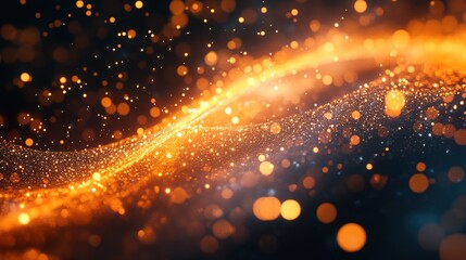 Fototapeta premium Abstract orange particles creating a vibrant optical fiber
