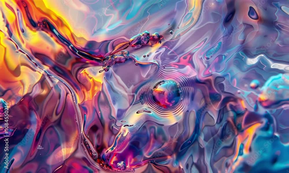 Poster vibrant abstract composition texture video animation, ai generated. fluid colorful patterns. iridesc