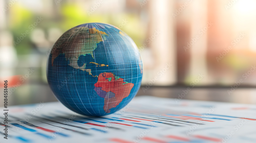 Poster the globe is in focus against an abstract grid pattern that conveys data points and numbers it's per