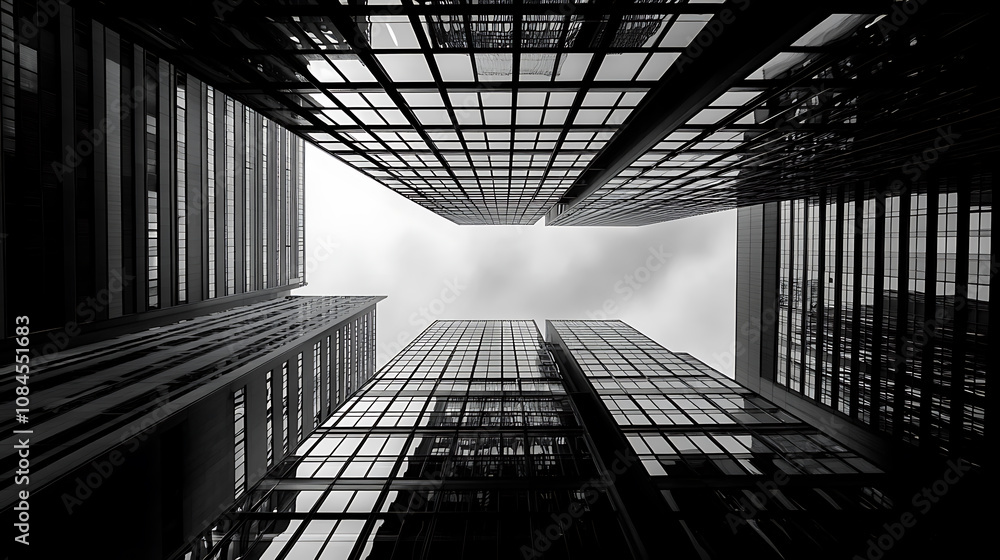Poster image in black and white showing the steel structure used in building construction
