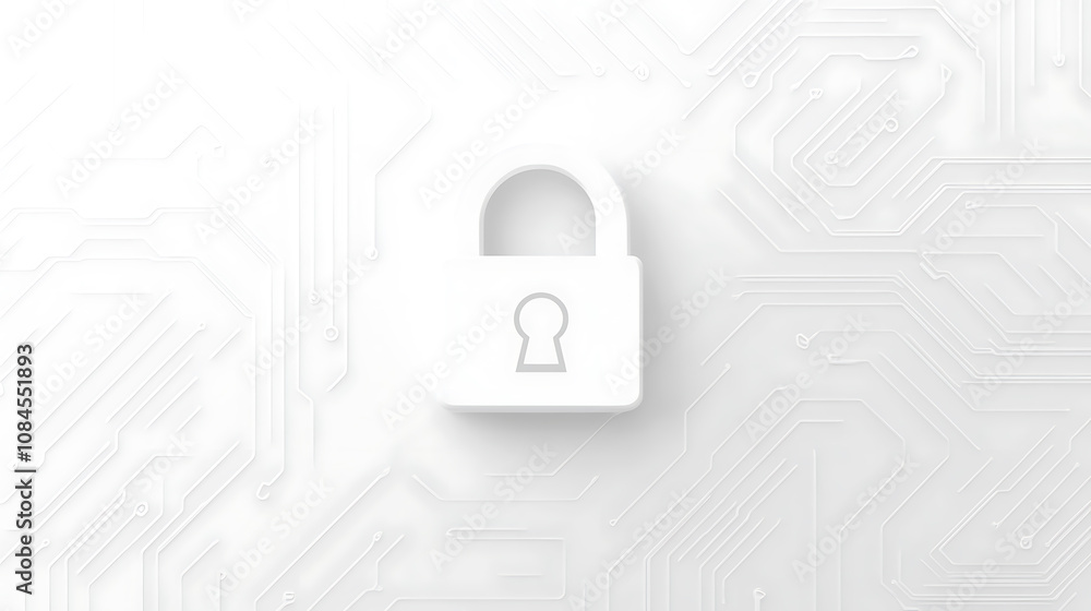 Aufkleber A white lock icon with circuit board patterns on the background, symbolizing security and data protection in technology or digital marketing