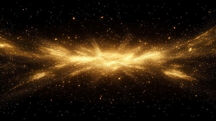 Gold fireworks on black background with copyspace