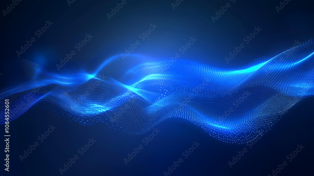 Poster abstract background with glowing purple stars and lines on blue gradient background