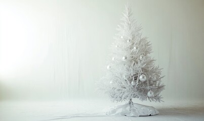Fototapeta premium A white christmas tree with many ornaments on it