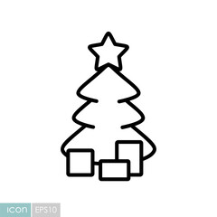 Christmas tree with presents vector icon