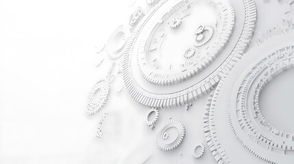 Abstract grey and white background with gears, high-tech digital elements for business technology banner design