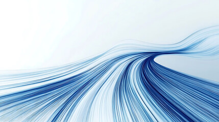 Fototapeta premium Abstract linear blue lines pattern on white background technology line, speed motion, fast forward concept design for banner or web template