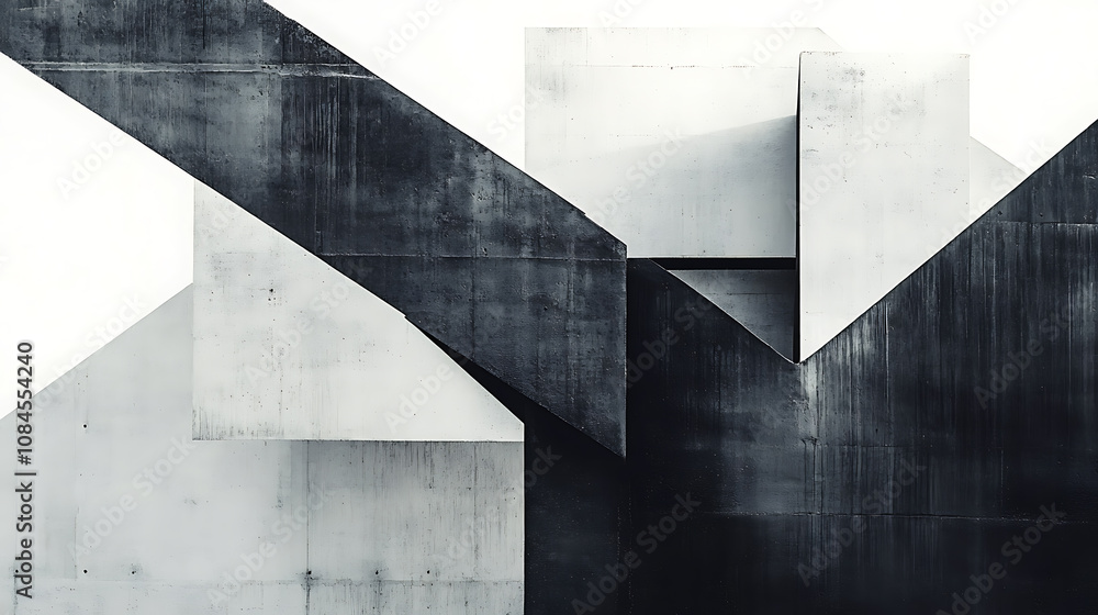 Aufkleber Minimalist Abstract Composition with Geometric Shapes, Clean Lines, and a Monochromatic Color Palette, Conveying Simplicity and Elegance