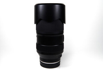 Isolated telephoto lens over white background