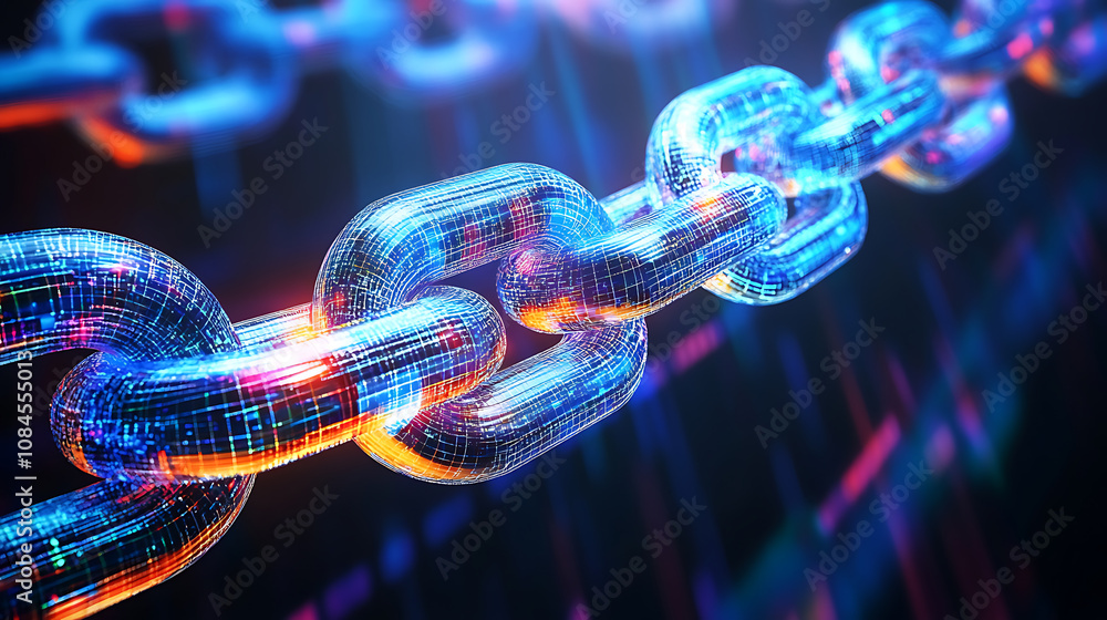 Leinwandbilder blockchain concept with abstract networking background