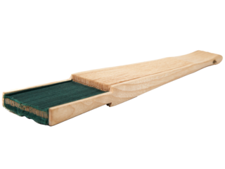 Isolated spanish style timber and cloth green fan for hot summer days. Cut out transparent png