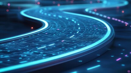 Illustration of IT roadmap modern technology and innovative processes, networking and big data