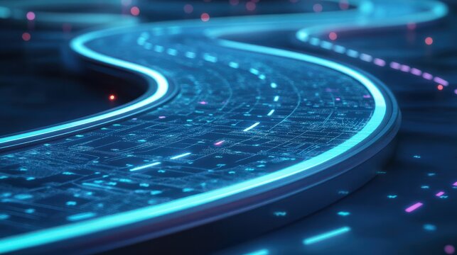 Illustration of IT roadmap modern technology and innovative processes, networking and big data - Powered by Adobe