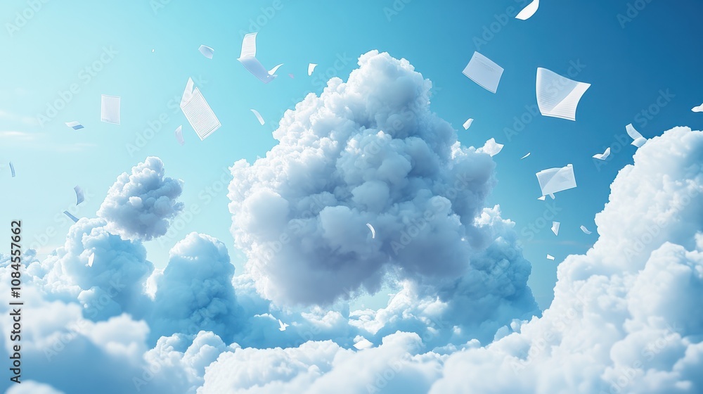 Poster internet cloud computing technology and online data storage for transferring backup file. document m