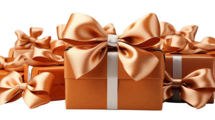 Give the gift of choice with this gold prepaid card tied with a festive ribbon, isolated on transparent background.