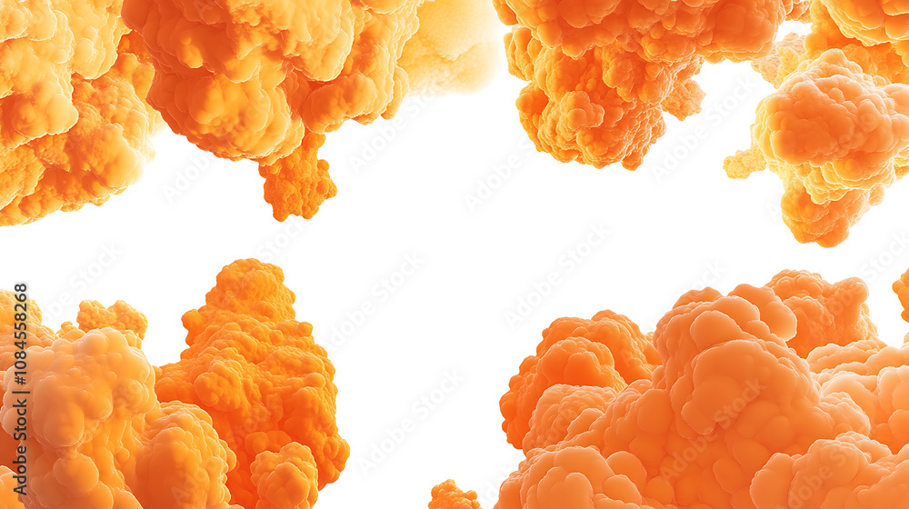 Aufkleber vibrant orange clouds with white background, seamless and bottomless for versatile design use, cloud