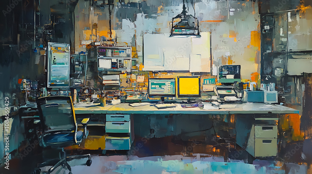Poster electronic document management system for process automation, oil painting