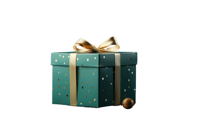 A green gift box filled with vibrant confetti, bringing joy and excitement to any gift, isolated on transparent background. - Powered by Adobe