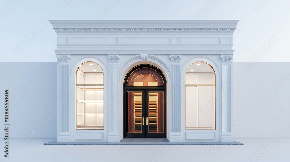 Aufkleber front view of wardrobe building with white background