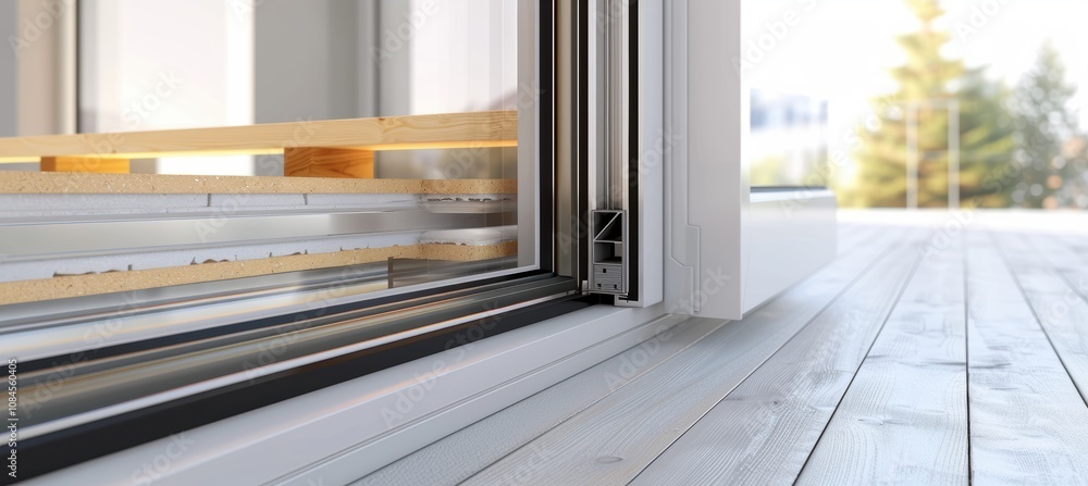 Poster energy efficient triple glazed window with insulation layers for sustainable design use
