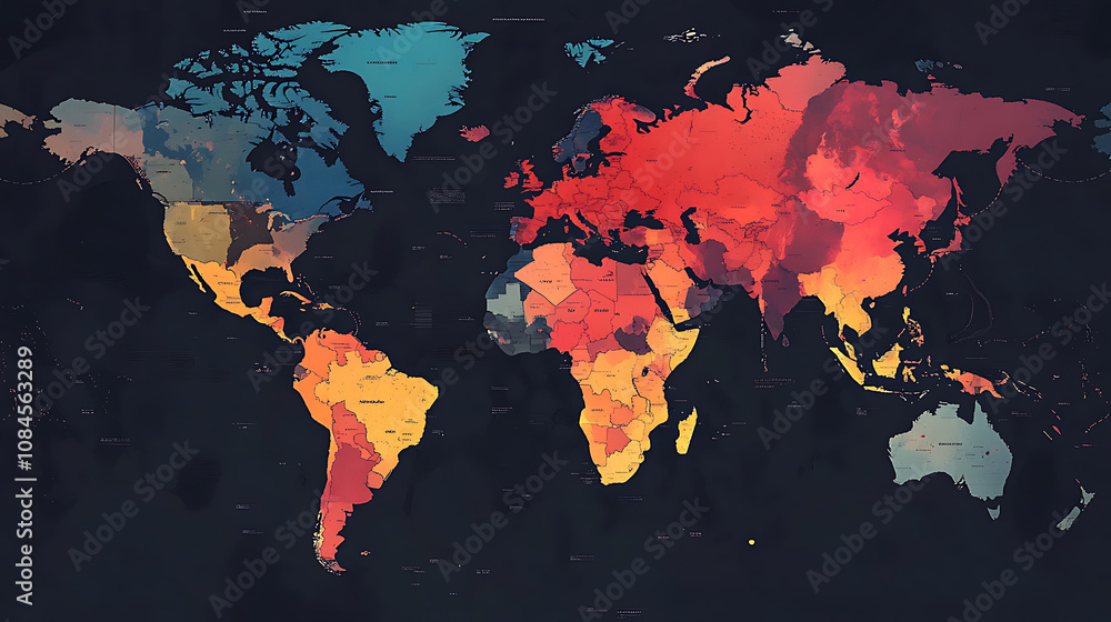 Poster worldmap big data visualization and machine learning