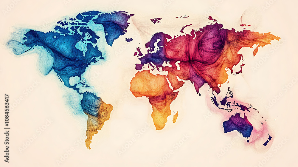 Poster worldmap big data visualization and machine learning