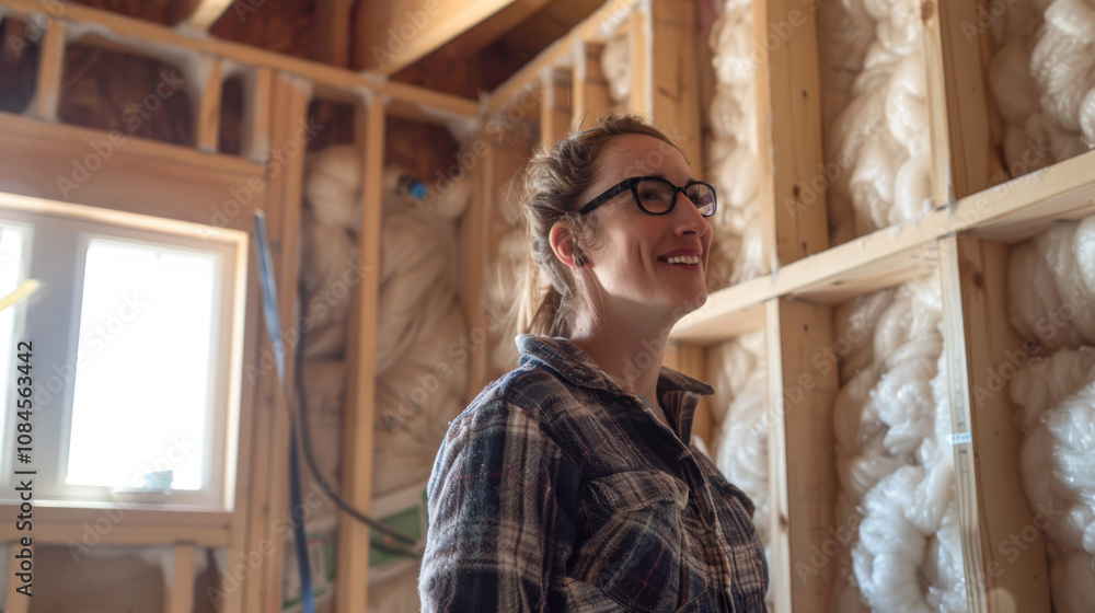 Poster step-by-step guide to installing attic insulation for energy efficiency