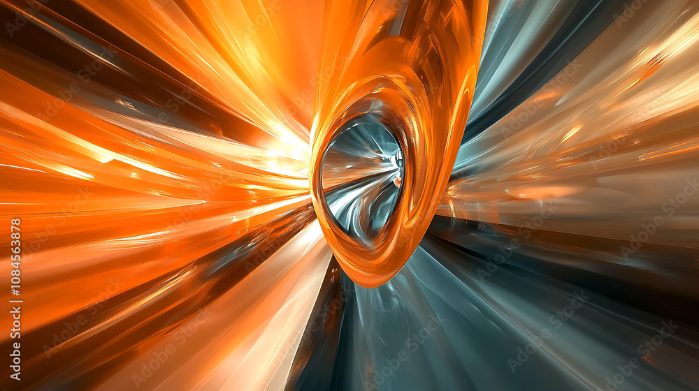 Poster animation , abstract digital art of distorted reality through lens