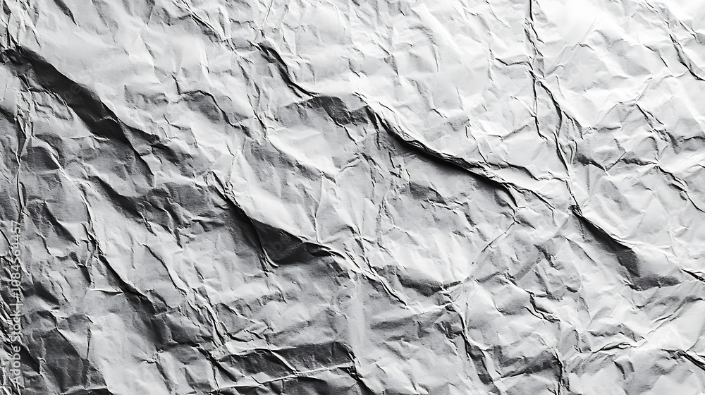 Poster a blank glued aluminum foil texture, background or wallpaper, featuring a crumpled abstract surface 