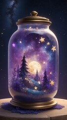 Dekoratives Glas mit Nachtlandschaft