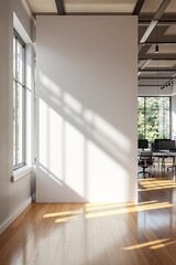 Fototapeta premium Modern Office Interior with Sunlight and Minimalistic Design