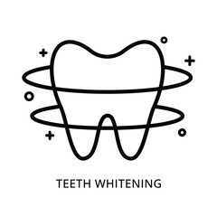 Dental teeth whitening icon. Tooth bright shine symbol outline icon