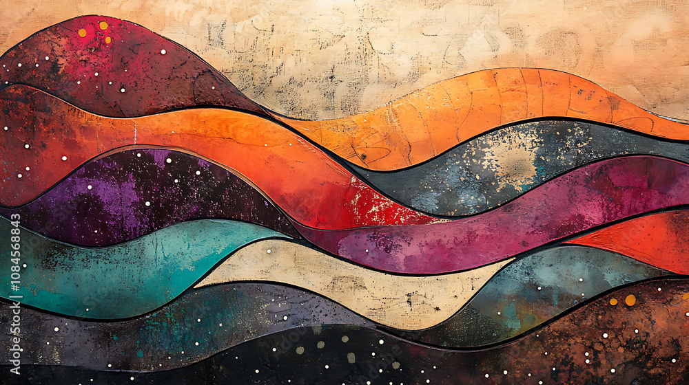 Poster mixed media abstract color background with lines