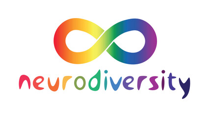 Neurodiversity awareness and acceptance concept vector with rainbow infinity symbols. Autism awareness. Infinity rainbow symbol. infinity sign in rainbow spectrum colors.	