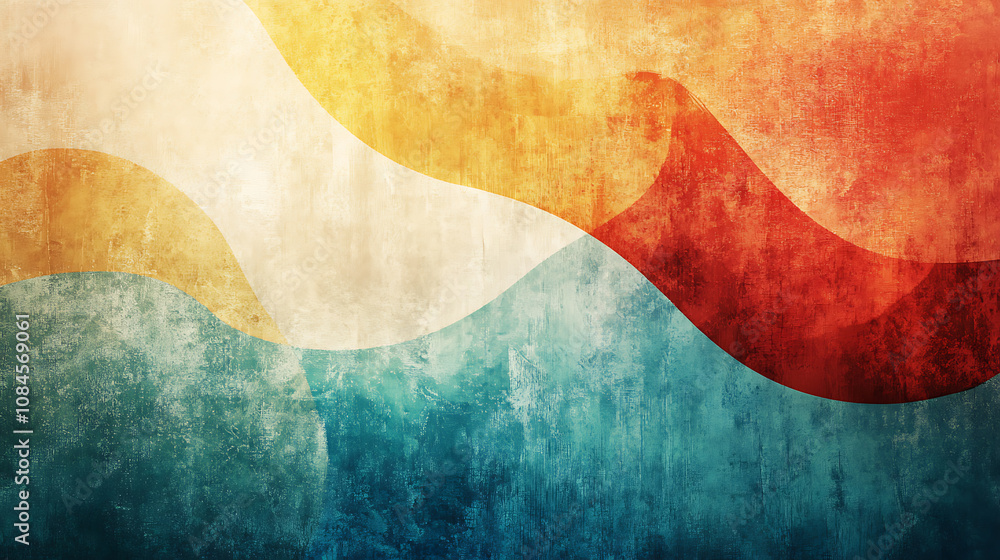 Aufkleber Mixed Media Abstract Color Background with Lines