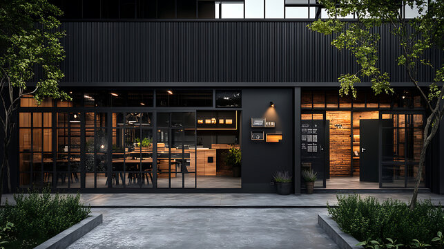 Modern black edition small warehouse, small business concept