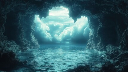 Obraz premium Under ocean view with the half out of water