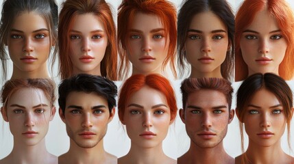 3d realistic People Closeup Portrait Set Cute Cartoon Businessman Male and Female Avatars Multi-ethnic Man and Woman Faces Isolated on White Background