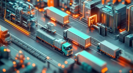 Miniature truck in logistics setting for healthcare and emergency supply chain concepts.