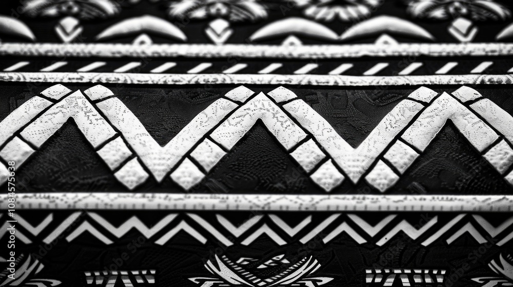 Poster a close-up shot of a intricate geometric pattern in black and white, great for backgrounds or decora