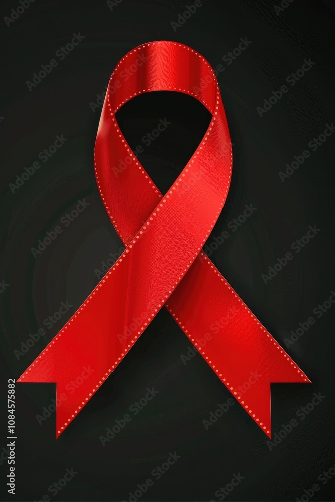 Aufkleber a simple yet striking image of a red ribbon against a dark backdrop