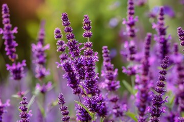 Obraz premium A close-up of multiple purple flowers arranged together